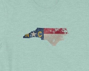 North Carolina Flag TShirt - Vintage Distressed Graphic Tee