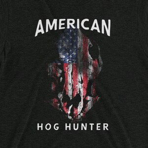 American Hog Hunter TShirt, Wild Hog Hunting Shirt Vintage Look Soft Tee
