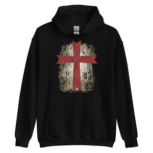 Templar Knight Cross Hoodie | Christian Warrior Hoodie | Crusader Hoodie | Knights Templar | Deus Vult | Cross Hoodie