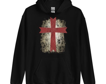Templar Knight Cross Hoodie | Christian Warrior Hoodie | Crusader Hoodie | Knights Templar | Deus Vult | Cross Hoodie