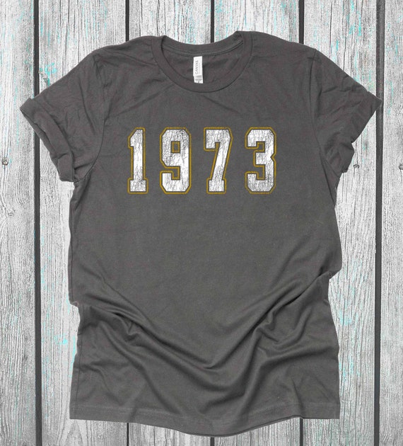 Printed T shirt tee Made in 1973 happy birthday present gift idea unisex