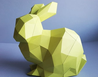 Rabbit, papercraft, home decoration, paper animals,rabbit kit, polygonal