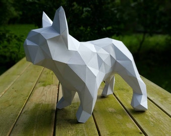 Frenchie, French Bulldog, papercraft, home decoration, paper animals,bulldog kit, polygonal decoration