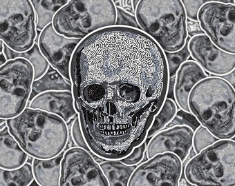 Detailed Skull Sticker - Anatomical Skull Art for Medical and Gothic Decor