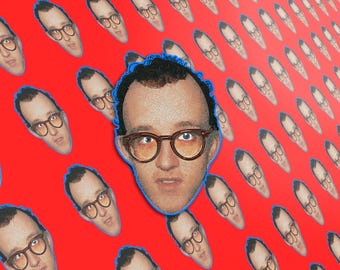 Pegatina con retrato de Keith Haring, grafiti pop art de los 80