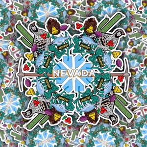 Nevada Mandala Sticker - State Symbol Art With Gambling, Mining, and Nature elements