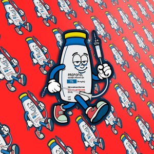 Pegatina de Pete Propofol – Dibujo animado divertido, regalo para enfermeras y médicos