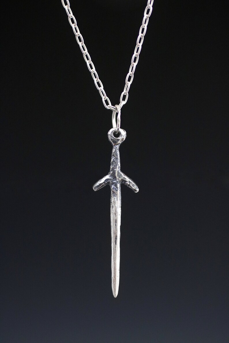viking necklace witch necklace lunula dagger necklace wicca necklace mermaid necklace handmade sword necklace Silver Dagger Necklace