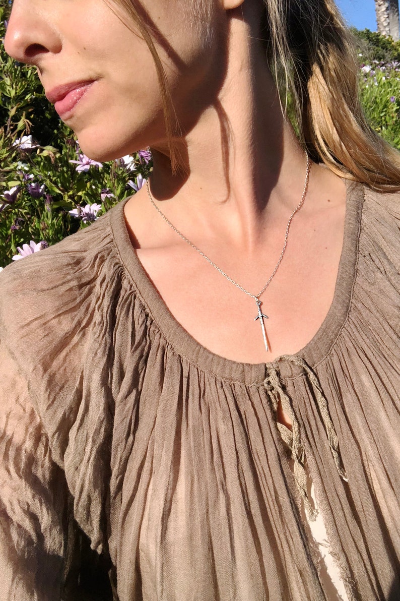 viking necklace witch necklace lunula dagger necklace wicca necklace mermaid necklace handmade sword necklace Silver Dagger Necklace