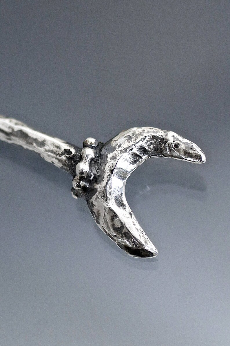 Silver Crescent Moon Hair Stick handmade hair stick sterling hair stick silver hair stick handmade crescent moon crescent moon jewelry