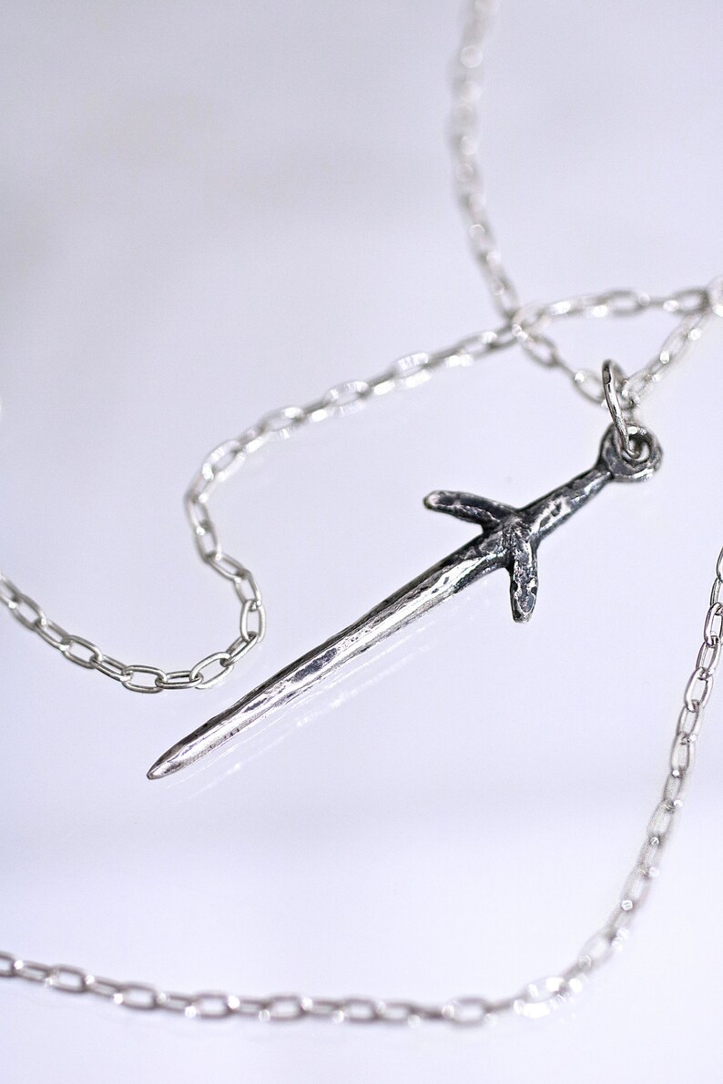 viking necklace witch necklace lunula dagger necklace wicca necklace mermaid necklace handmade sword necklace Silver Dagger Necklace
