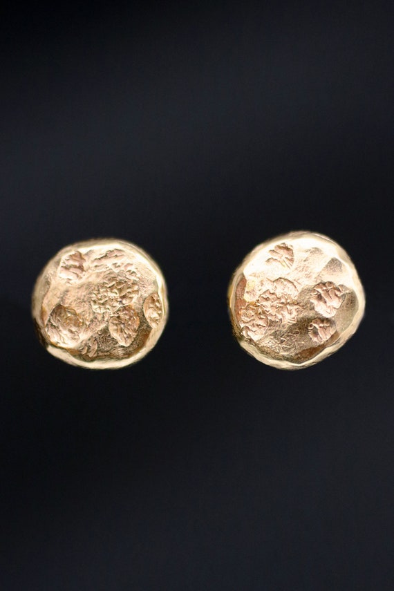 Gold Full Moon Stud Earrings Handmade Solid Gold Moon Studs Etsy