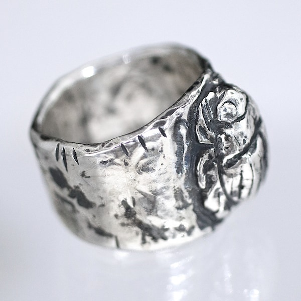 Silber Skarabäus Ring, handgemachter Skarabäusring, ägyptischer Silberring, alter Skarabäusring, magischer Silberring, silberner Hexenring, Hexenschmuck