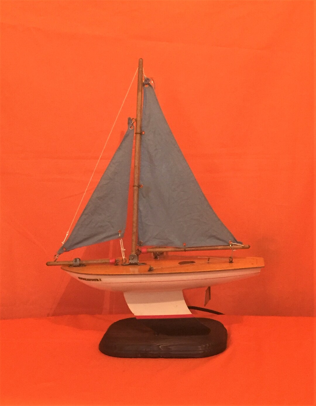 A Vintage Pond Yacht Converted Into a Fun Table / Side Lamp. Great Gift