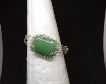 Aventurine Gemstone Cuff Bracelet/ Wire Wrapped Cuff Bracelet / Green Cuff Bracelet