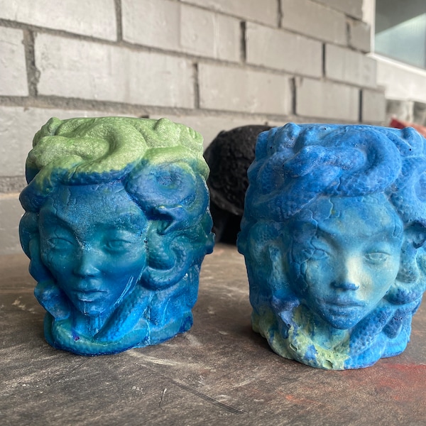 Concrete Medusa 4.5 inch flower pot with drainage, mythological creature garden, snake lady planter, READY TO SHIP today with free shipping