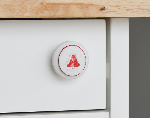 Personalized Cabinet Knob Letter Drawer Pulls White Drawer Etsy