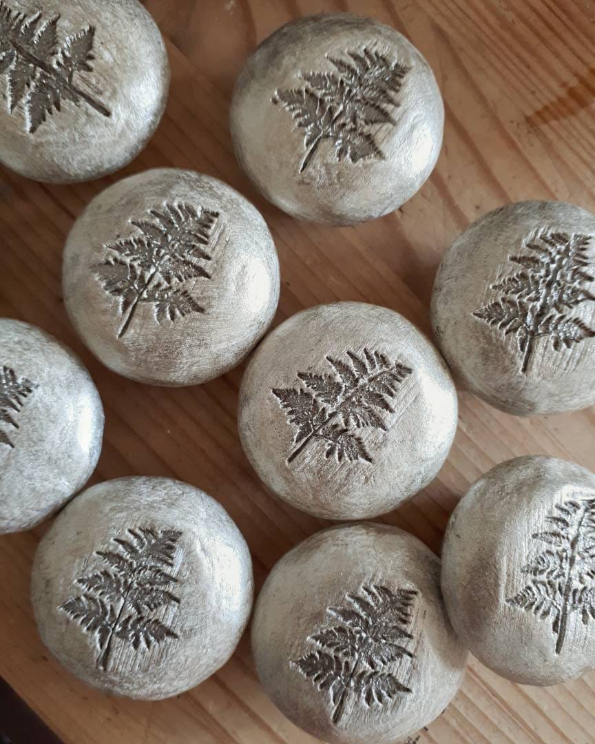 Unique drawer knob Grey dresser knobs Knob with fern Stone Etsy