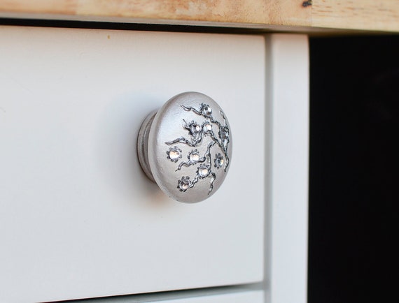 Cabinet Knob With Crystals Pearl Drawer Knob Japanese Style Etsy