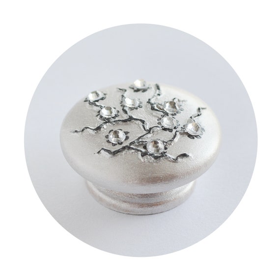 Cabinet Knob With Crystals Pearl Drawer Knob Japanese Style Etsy