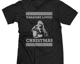 Harambe Loved Christmas RIP Cincinnati Zoo Tribute Gorilla Ugly Christmas Sweater T-shirt Tee