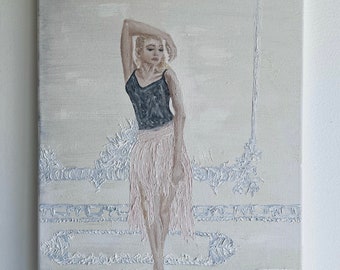 Ballerina Dancer Painting Oil On Canvas Original Art 11x14