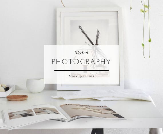 White Frame Mockup Frame Mockup Desk Stock Print Mockup