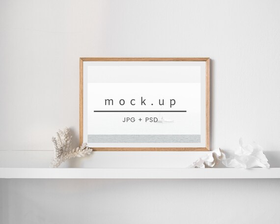 Download Horizontal Mock Up Wood Frame Mockup White Frame Picture Etsy