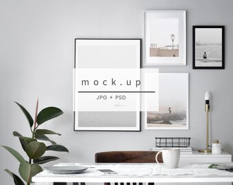 Frame mockup, styled frame mockup, white frame mockup, wooden frame, minimalist frame, Scandinavian Gallery Wall