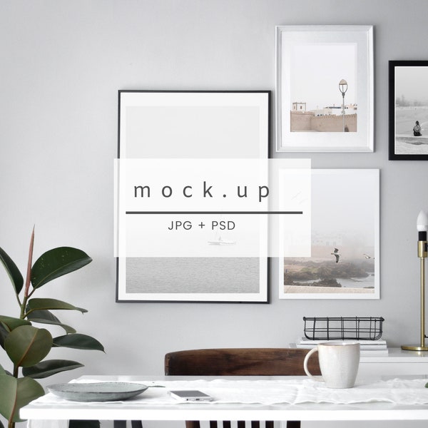 Frame mockup, styled frame mockup, white frame mockup, wooden frame, minimalist frame, Scandinavian Gallery Wall