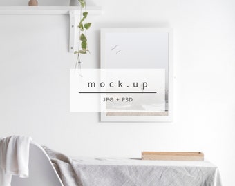 White frame mockup, poster mockup, mockup frame, print mockup, digital frame, white minimal frame, minimalist frame