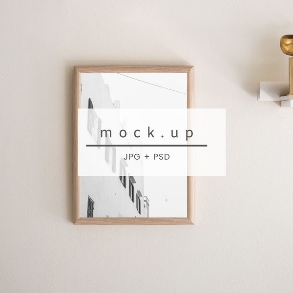 Wood frame mockup, white frame, picture mockup, minimalist frame, frame art, digital frame