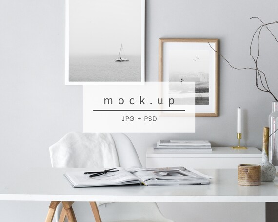 Workspace Mockup Frame Mockup White Frame Mockup Styled Etsy