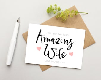 Wife Birthday card - Amazing Wife card - card for wife - I love you card - Cute card for wife - To my amazing wife