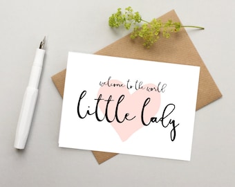 New Baby girl card - Girl baby card - Little lady new baby card - Cute new baby card - Card for new baby girl