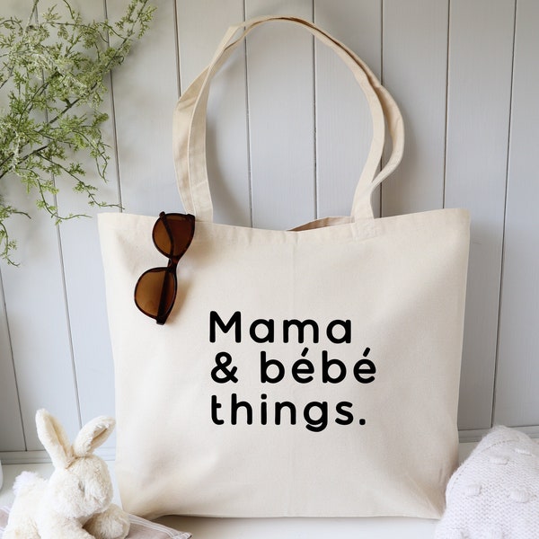 Mum and baby tote bag - Mama tote bag - New mum gift - Baby shower gift - Eco baby bag - Mum things tote bag - Large mum and baby bag