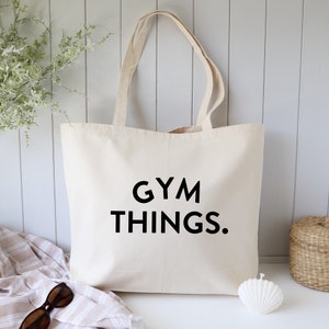 Gym bag Gym things tote bag Large gym stuff cotton bag Gift for gym lover image 1