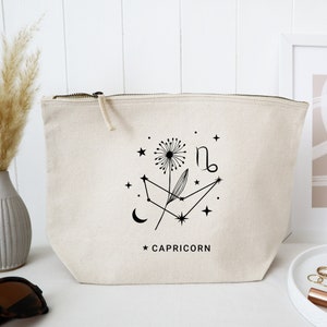 Capricorn star sign gift - friendly cosmetic make up bag - Stocking filler gift for girls - Christmas gift for girls - Zodiac gift bag
