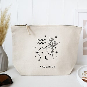 Aquarius star sign gift - friendly cosmetic make up bag - Stocking filler gift for girls - Christmas gift for girls - Zodiac gift bag