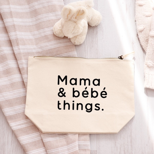 Baby things zipped pouch - Nappy pouch - Gift for mum to be - New mum gift - Baby shower gift - Mum things zipped bag - Baby bits bag pouch