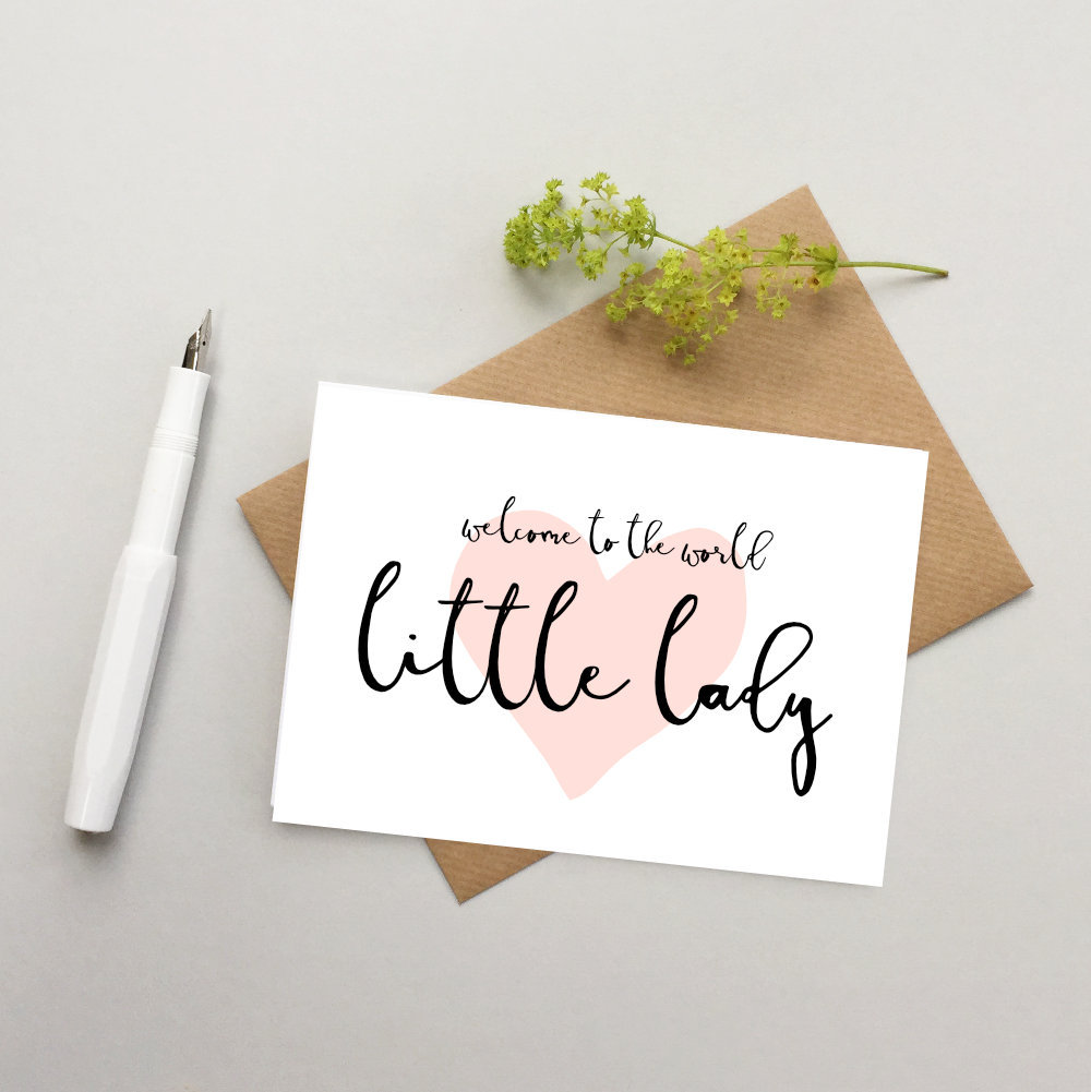 New Baby girl card - Girl baby card - Little lady new baby card - Cut…