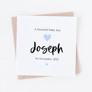 Personalised Baby boy card - Card for New baby boy - baby boy card - Custom baby card - Cute new baby boy card