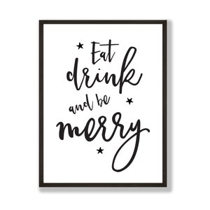 Christmas print Holiday decor Christmas decor Eat drink be merry print Christmas kitchen print Scandi Christmas print decor image 4