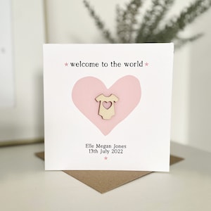 Personalised New baby girl card, Baby Daughter card, New parents card, keepsake Card New baby girl, Personalised card for new baby