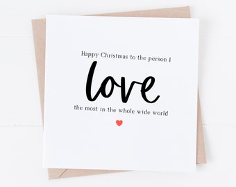 To the one I love this Christmas - Romantic Christmas card - Girlfriend or Boyfriend Christmas Card - Husband or wife Christmas Card