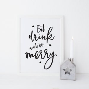 Christmas print Holiday decor Christmas decor Eat drink be merry print Christmas kitchen print Scandi Christmas print decor image 2