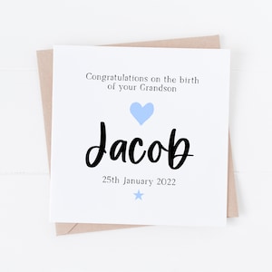 Personalised New Grandson card - Baby Grandson card - New Grandparents card - New baby boy card - Personalised baby Grandson card