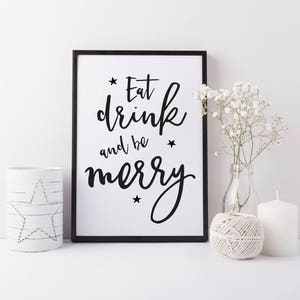 Christmas print Holiday decor Christmas decor Eat drink be merry print Christmas kitchen print Scandi Christmas print decor image 3