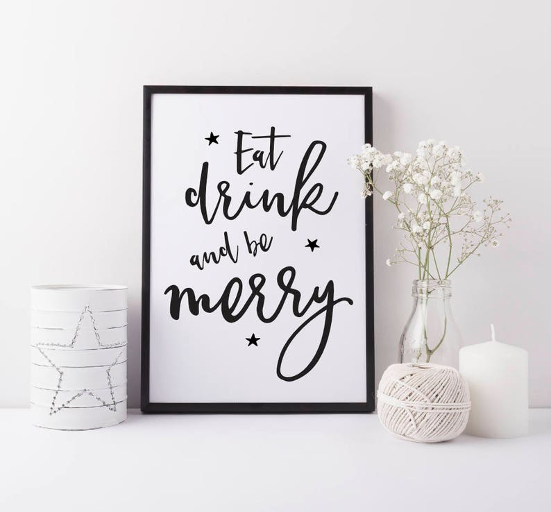 Christmas print Holiday decor Christmas decor Eat drink be merry print Christmas kitchen print Scandi Christmas print decor image 3