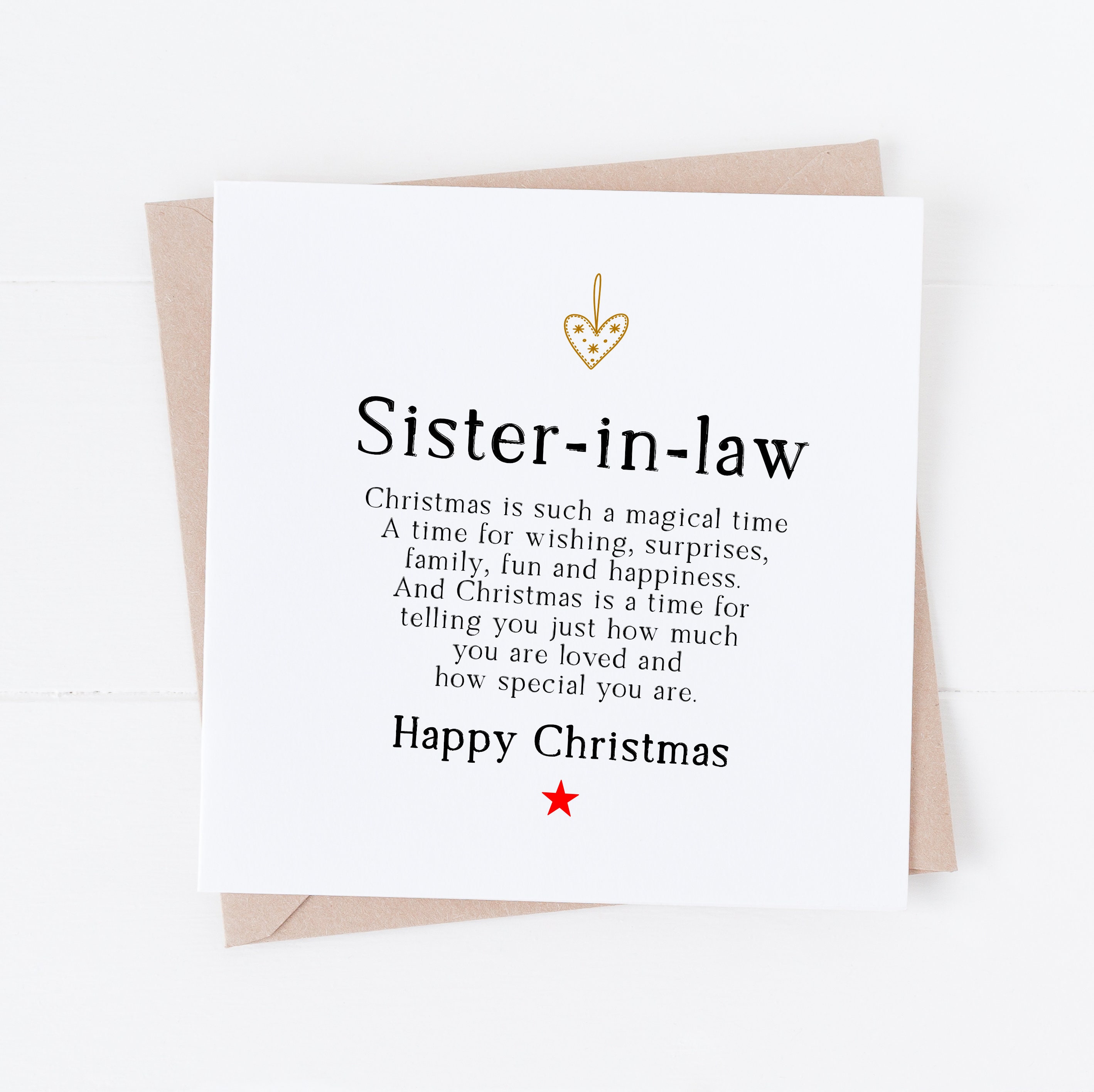 WHITE COTTON CARDS Weihnachtskarte "Brother & Sister-in-Law" - Handgefertigt, 16x16 Cm, Mit Glitzersteinen